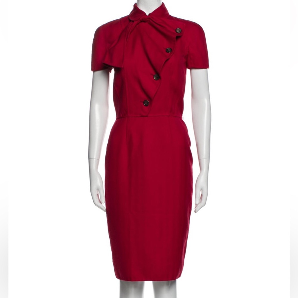 Christian Dior 2010 Red Knee-Length Pencil Dress